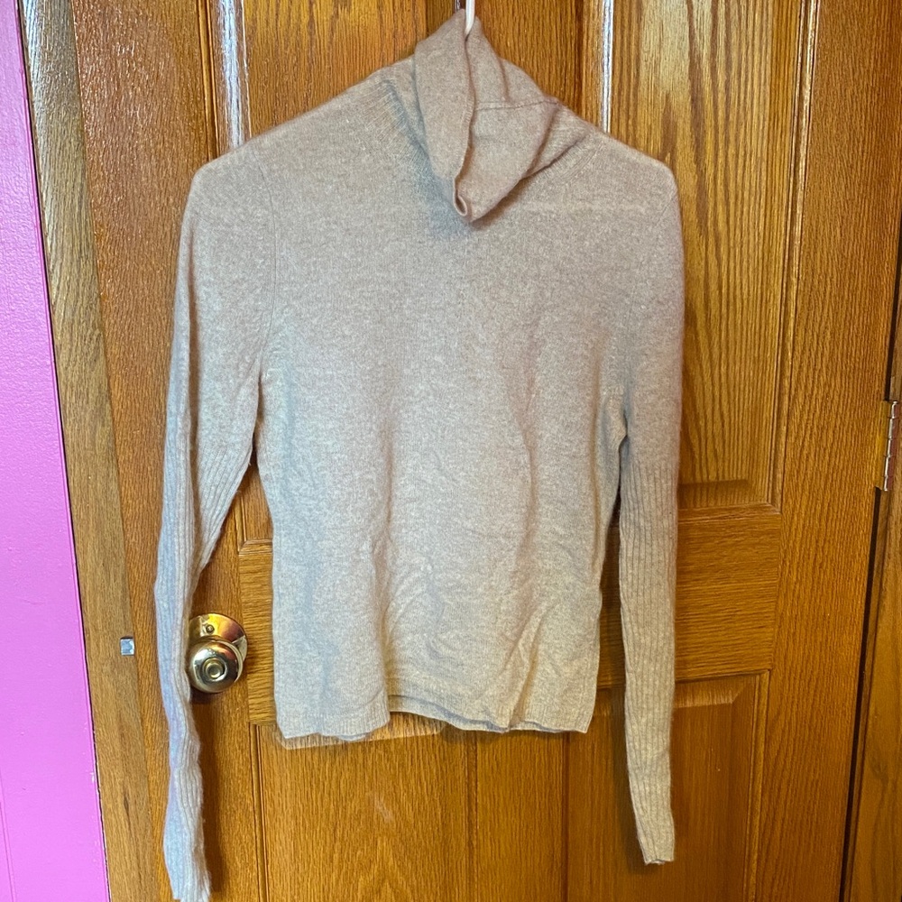 Calvin Klein Tan Cashmere Turtle Neck Sweater